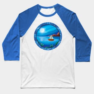 Boat under Moonlight Baseball T-Shirt